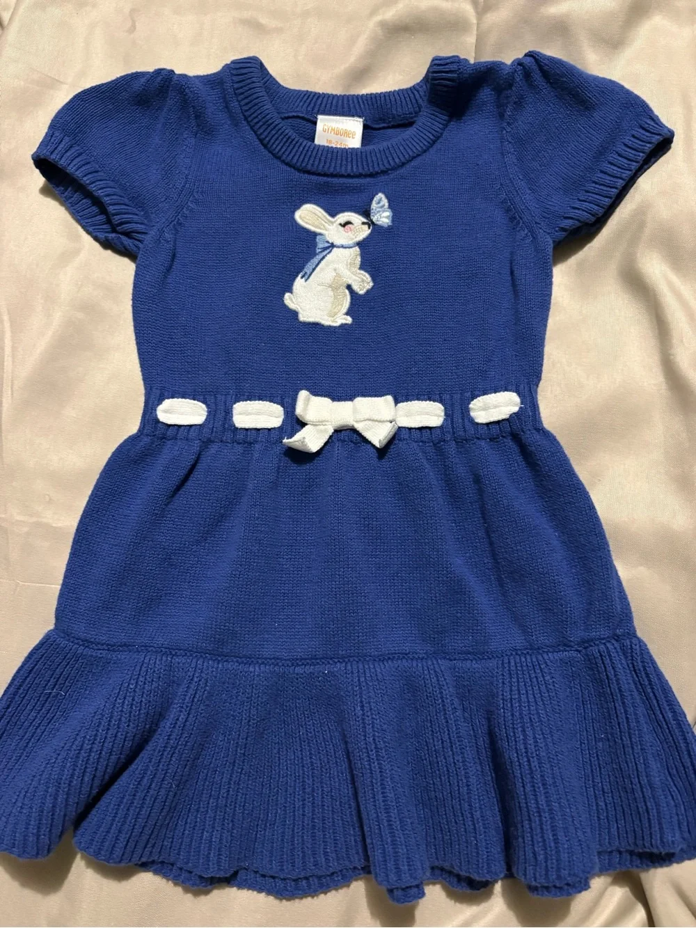 Gymboree Royal Blue Knit Dress with Bunny Appliqué